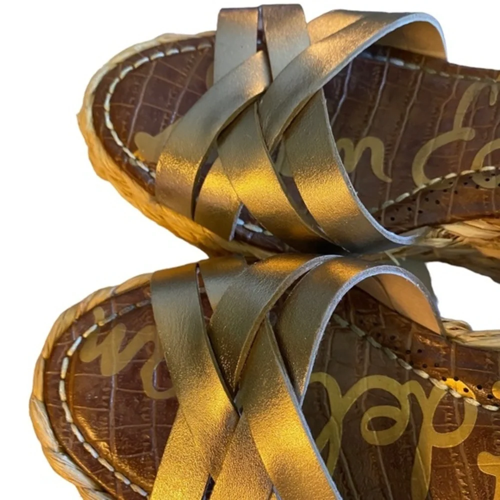 Sam Edelman Darline Espadrilles Women’s Size 7.5 Goldish Sandals 7 1/2 Glitzy